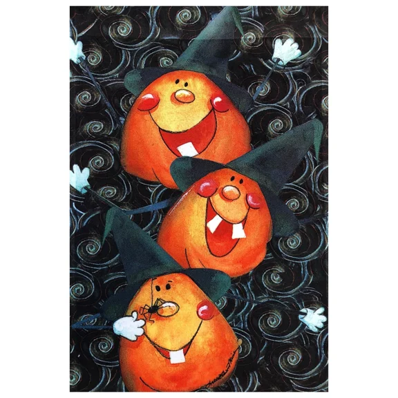 PURELY- New Witch Hat Pumpkins Garden Flag 12"X18" Halloween Decorative Designer Flag