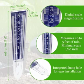 PURELY- Outdoor Rain Gauge Garden Rain Meter, Large Display For Easy Reading