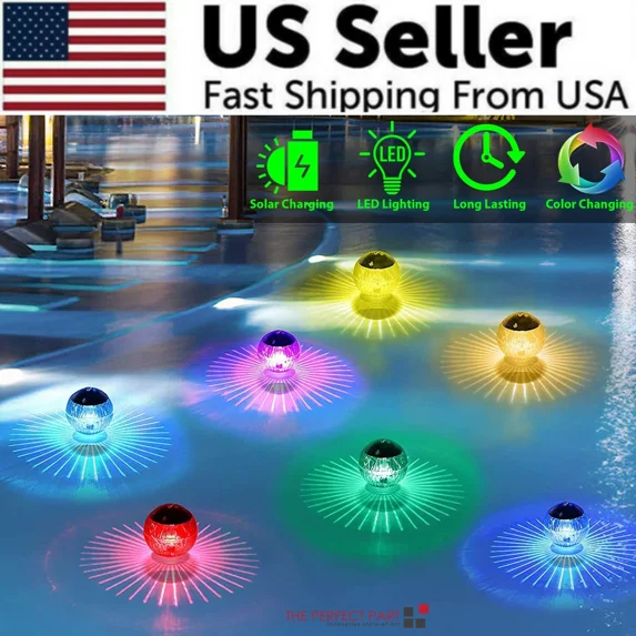 PURELY- Outdoor Solar Led Floating Light Garden Pond Pool Lamp Rotating Rgb Color Change