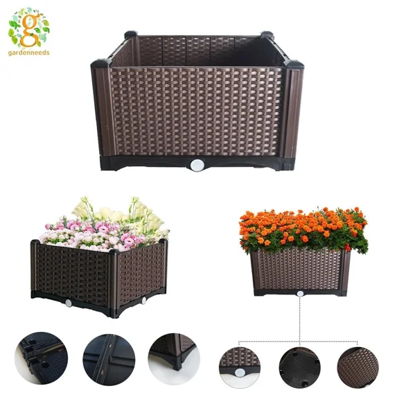 PURELY- Plastic Garden Bed Planter Kit For Vegetables Flower Herbs Grow Brown Outdoor