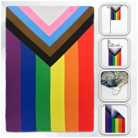 PURELY- Progress Pride Garden Flag 12X18In Garden Flag Pole Sleeve Flag 100D