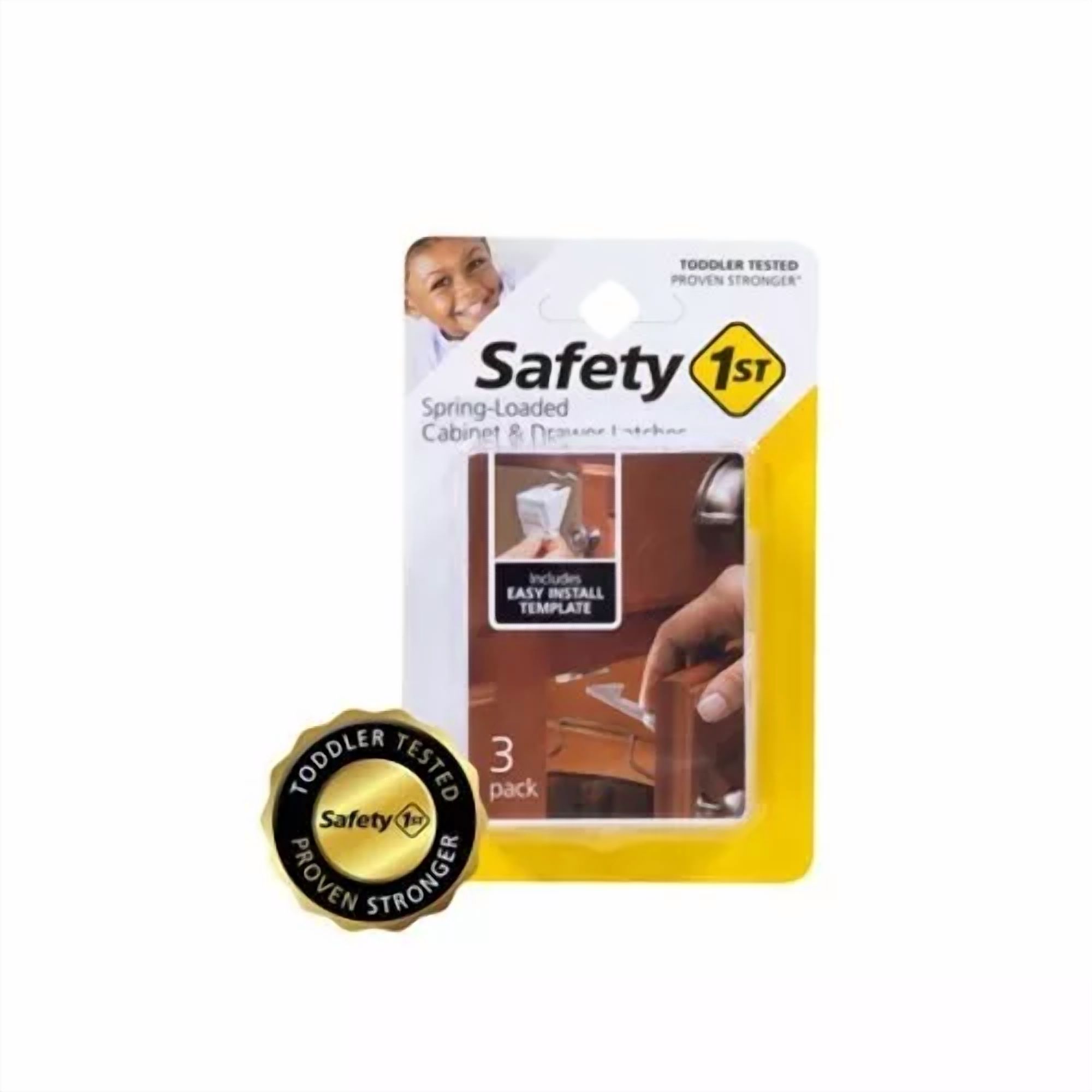 PURELY- Safety 1?? Spring-Loaded Cabinet & Drawer Latches (3Pk) White Home & Garden