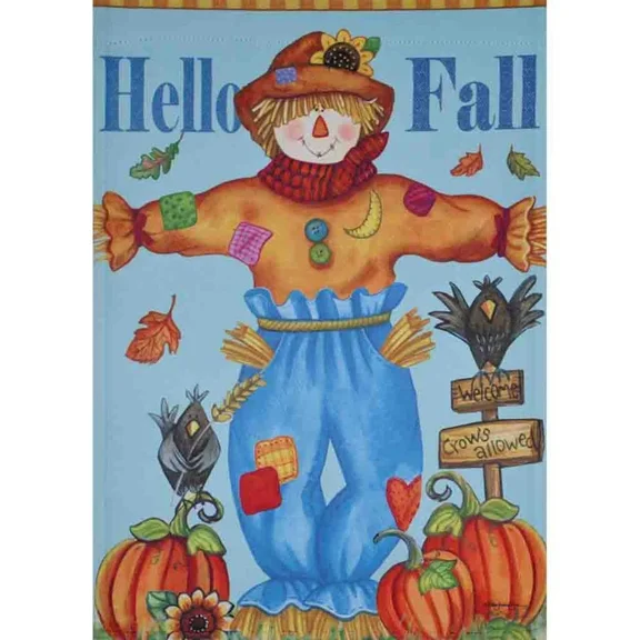 PURELY- Scarecrow Hello Fall 12.5" X 18" Garden Flag 27-2804-94 Flip It! Rain Or Shine