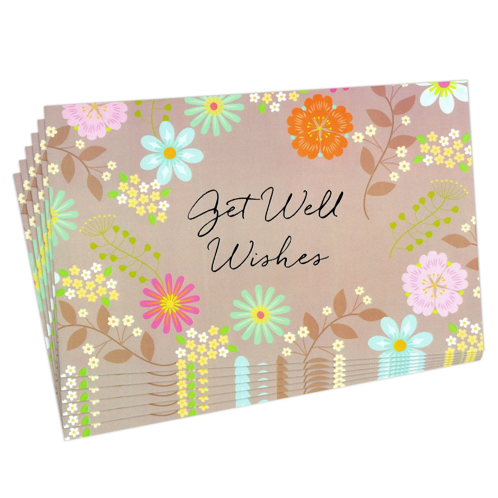 PURELY- Set Of 6 Flowers Get Well Soon Greeting Cards + Envelopes By Ps Greetings
