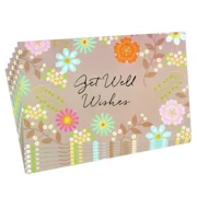 PURELY- Set Of 6 Flowers Get Well Soon Greeting Cards + Envelopes By Ps Greetings