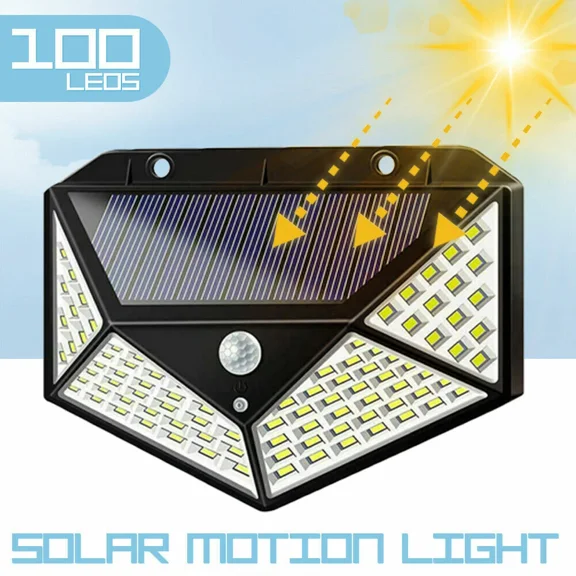 PURELY- Solar Power 100 Led Lights Pir Motion Sensor Outdoor Security Led Wall Lamp
