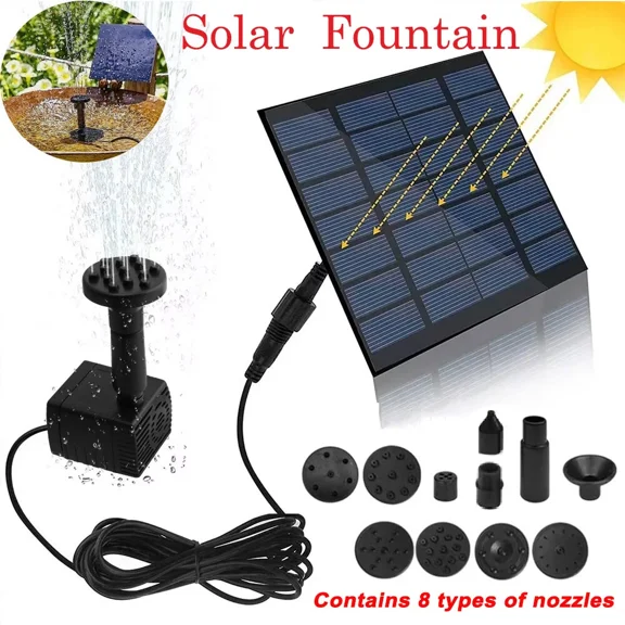 PURELY- Solar Power Fountain Submersible Floating Water Pump Bird Bath Pond Garden Pool