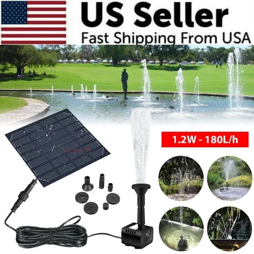 PURELY- Solar Power Fountain Submersible Floating Water Pump Bird Bath Pond Garden Pool