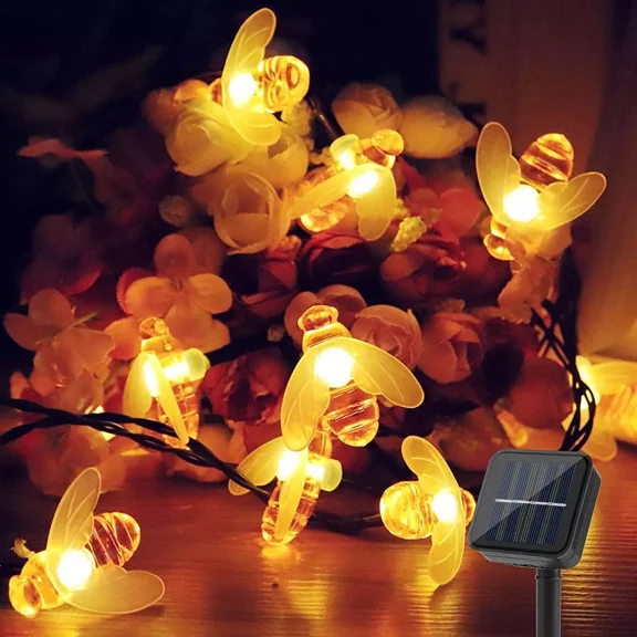 PURELY- Solar String Light Bumblebee Garden Flower Yard Home Lawn 19.7" Warm Color