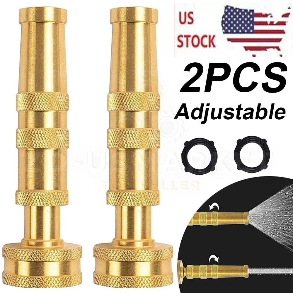 PURELY- Solid Brass Garden Spray Nozzle 4" Adjustable Twist Water Hose Usa Stock 2 Pack