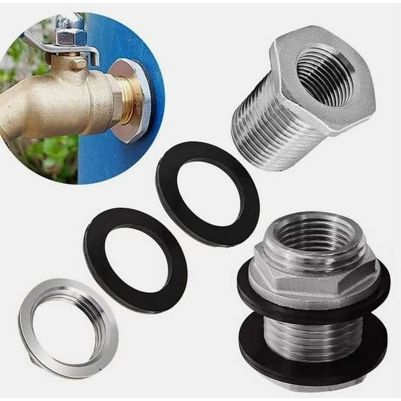 PURELY- Ss304 Stainless Steel Bulkhead Fitting 1/2" Npt Female 3/4" Ght Male Garden Hose