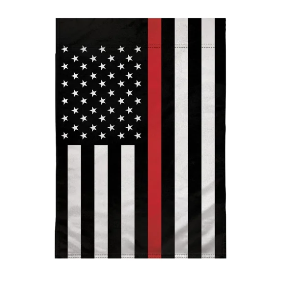 PURELY- Thin Red Line 12X18In Garden Flag Fire Fighters Front Yard Home Decor Flag