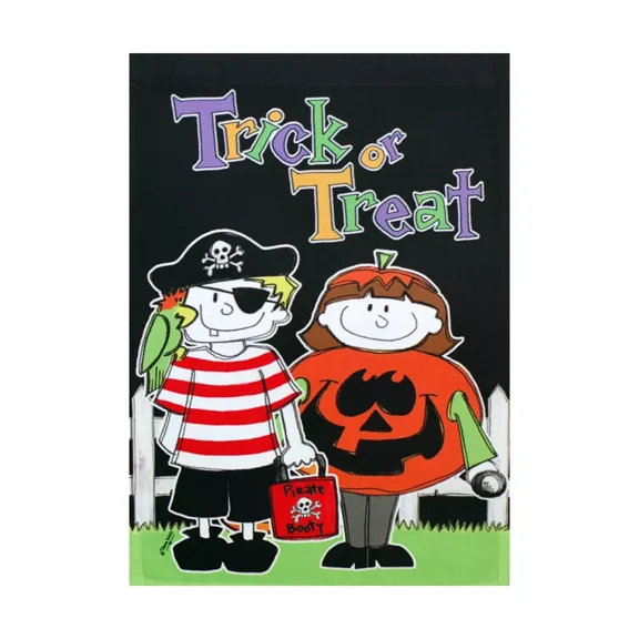 PURELY- Trick Or Treat Kids 12.5" X 18" Garden Flag 11-1616-34 Rain Or Shine Fall Season