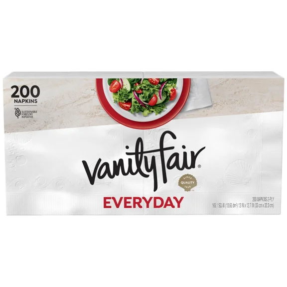 PURELY- Vanity Fair Everyday Paper Napkins, 200 Count, Disposable Napkins Made