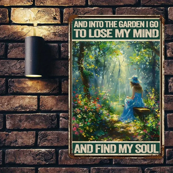 PURELY- Vintage Rustic Metal Garden Sign Inspirational Quote Wall Art For Outdoor/Indoor