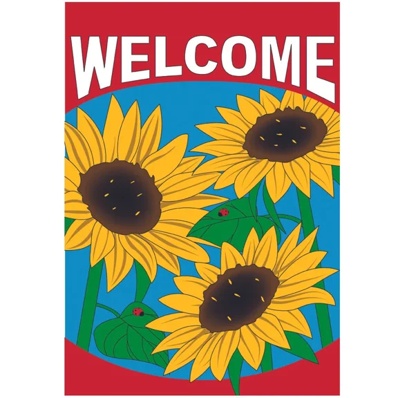 PURELY- Welcome Garden Flag 24X36In Sunflowers Garden Yard Flag Spring Garden Flag