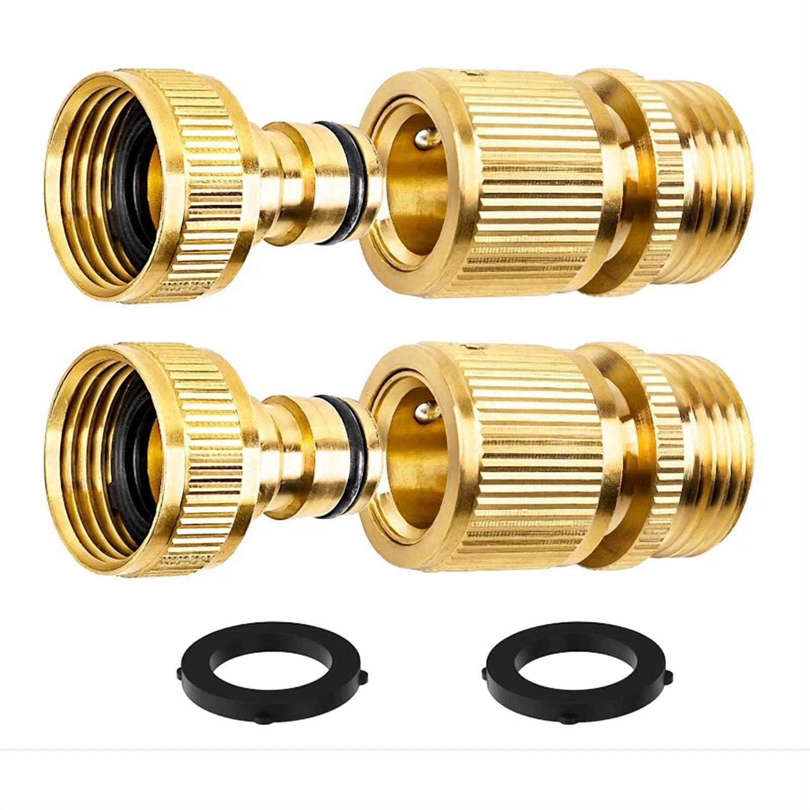 PURELY- Yard Watering Connectors Garden Hose Quick Connect Fittings 3/4 Inch Solid Brass