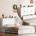 thumbnail image 1 of PUREMIND Queen Size Murphy Bed, Murphy Cabinet Bed with Storage Drawer and Charging Port for Bedroom/Office/Guest Room, No Mattress, White Style 1, 1 of 7