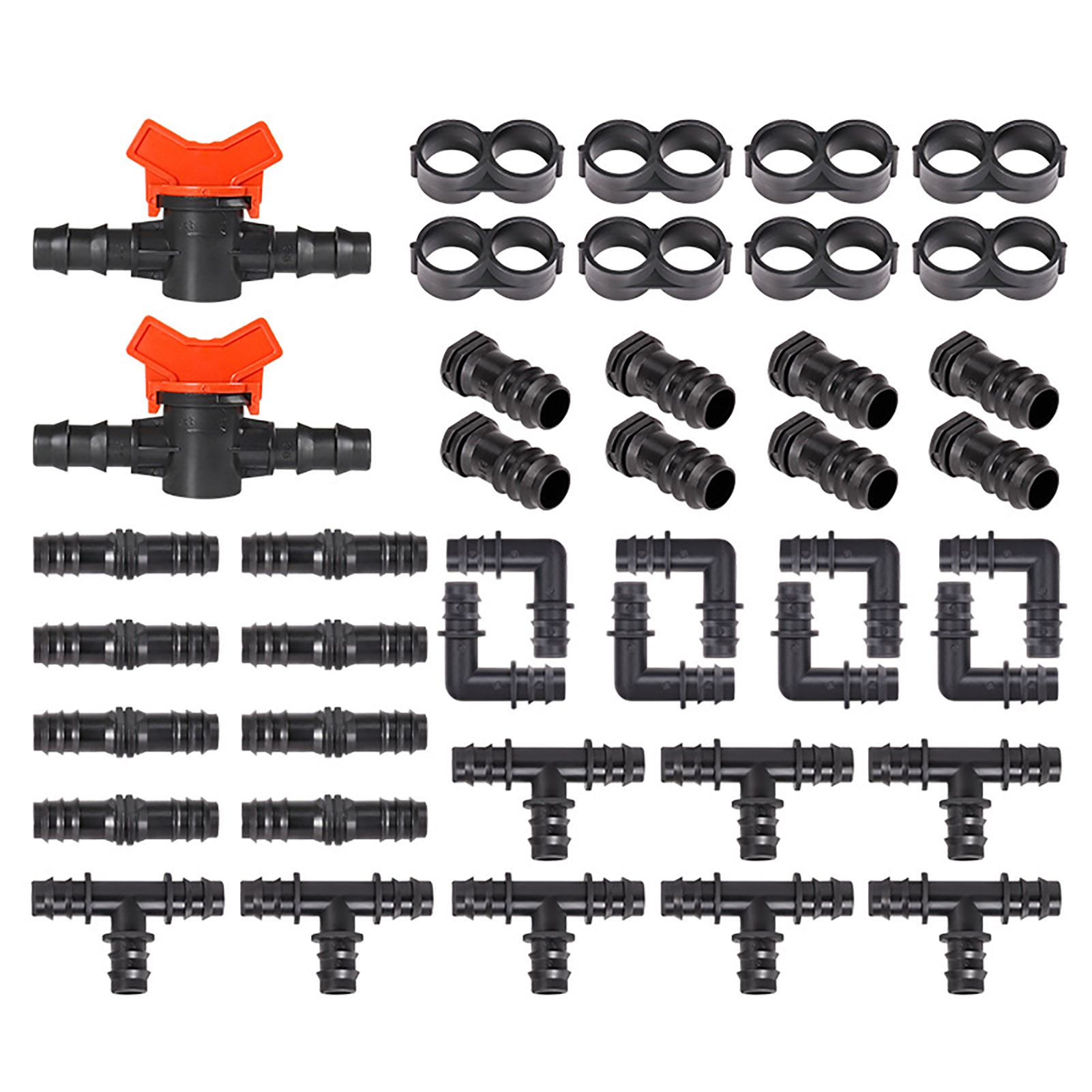 PUREOY 42 Pcs Drip Irrigation Fittings Kit 1/2" Tubing Plastic