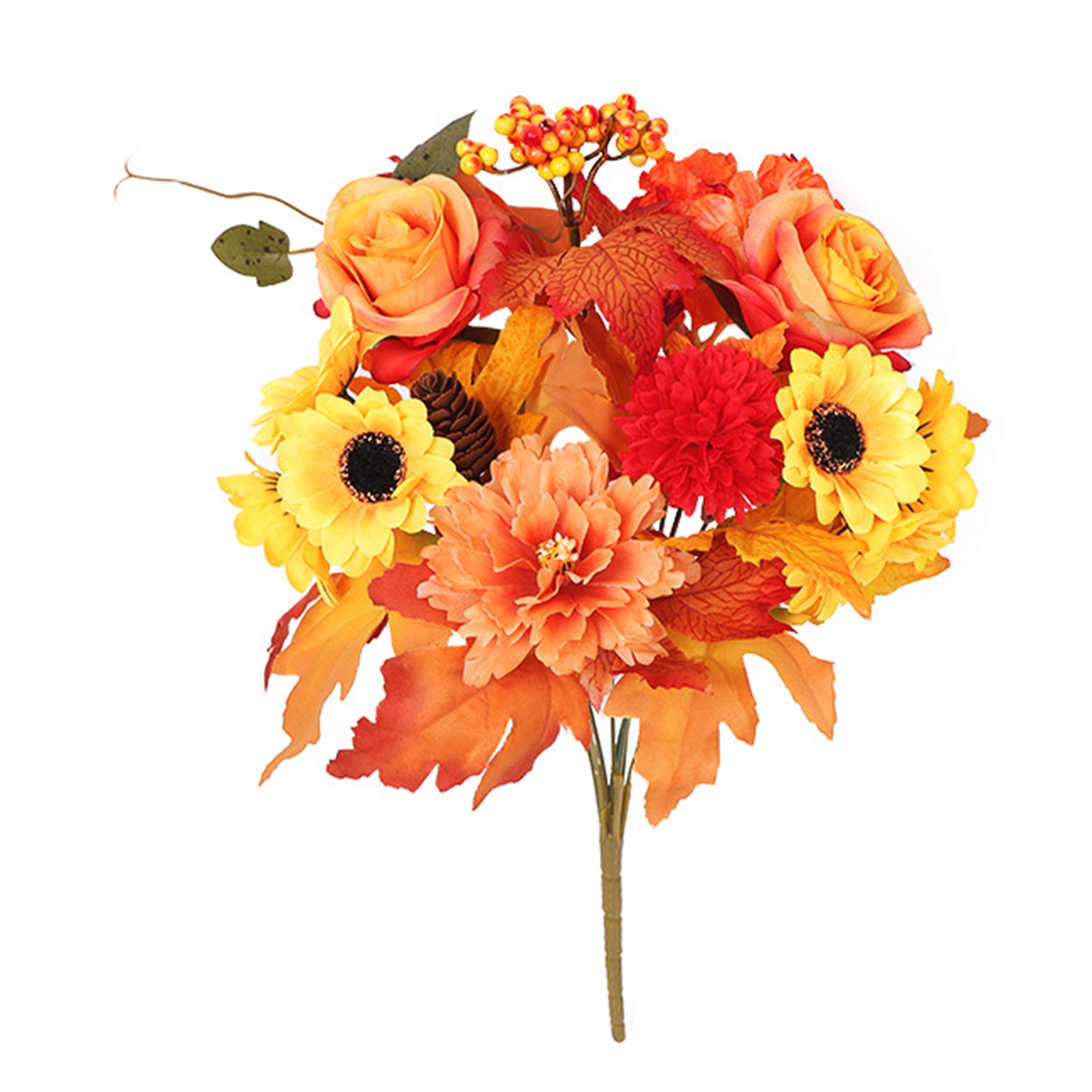 PUREOY Fall Artificial Flower Bouquet Realistic Fake Silk Sunflower ...