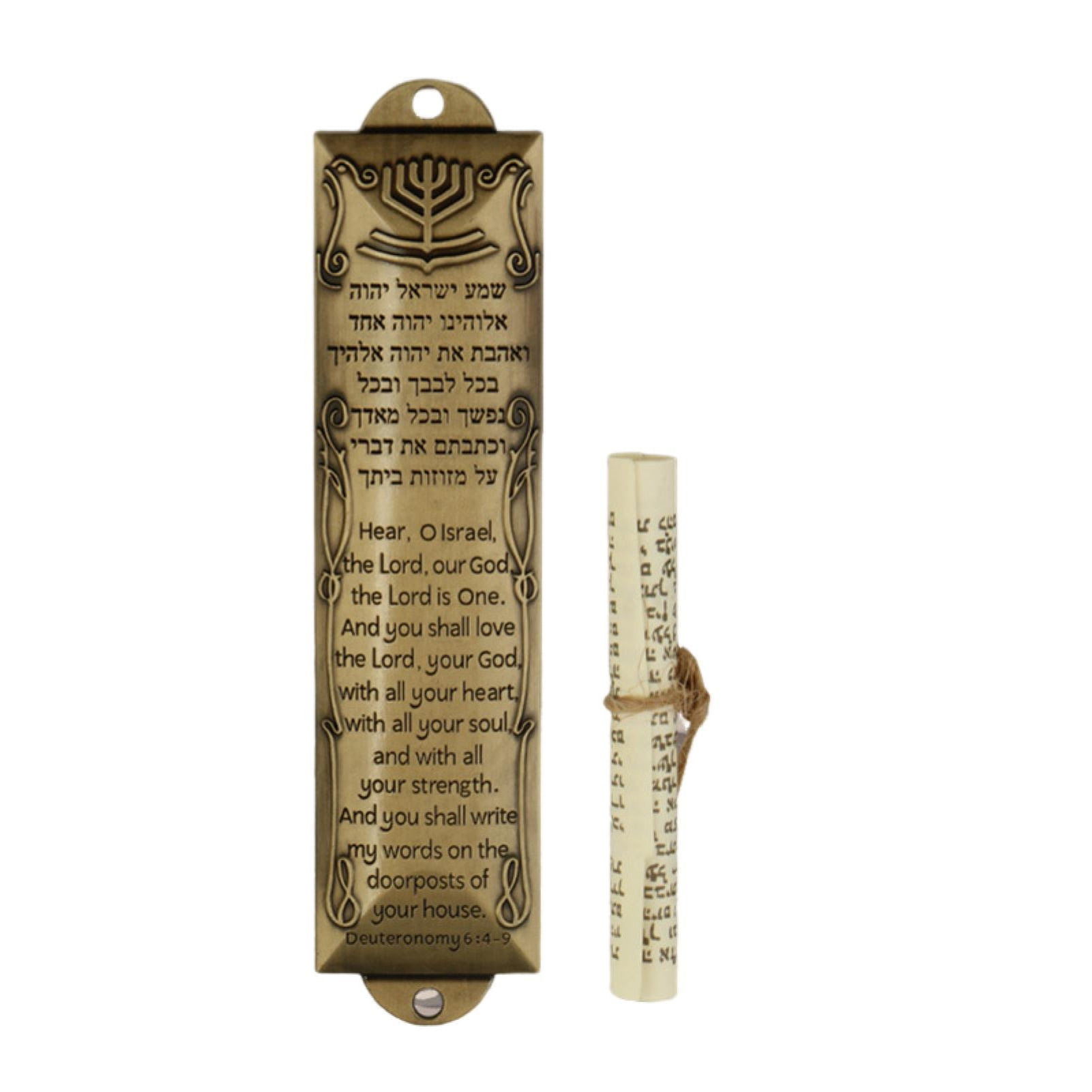 PUREOY Mezuzah with Scroll English Hebrew Blessing Scripture Heavy Duty Metal Mezuzah House Door ...