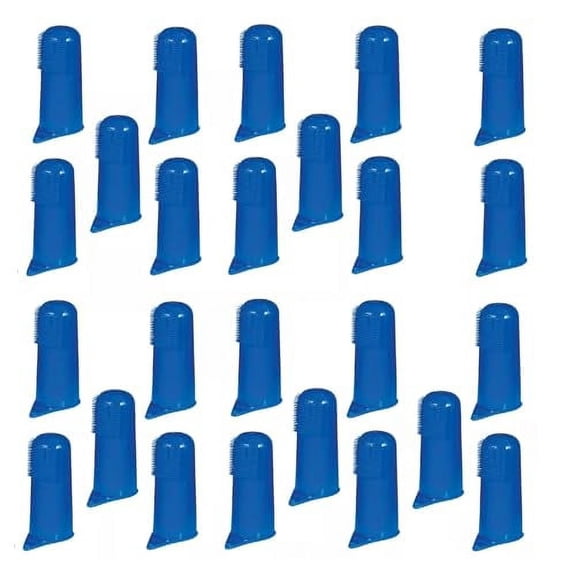 PUREPET Bulk Finger Toothbrushes for Dogs Cats Shelter Rescue Vet or Home Use Choose Quantity and Color (25 Pack - Blue)