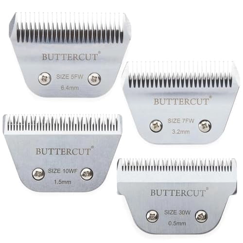 PUREPET Wide Grooming Clipper Blades Premium Buttercut A5 Compatible Cuts Time and Effort on Clipping Dogs and Cats (Full Set - All 4 Blades)