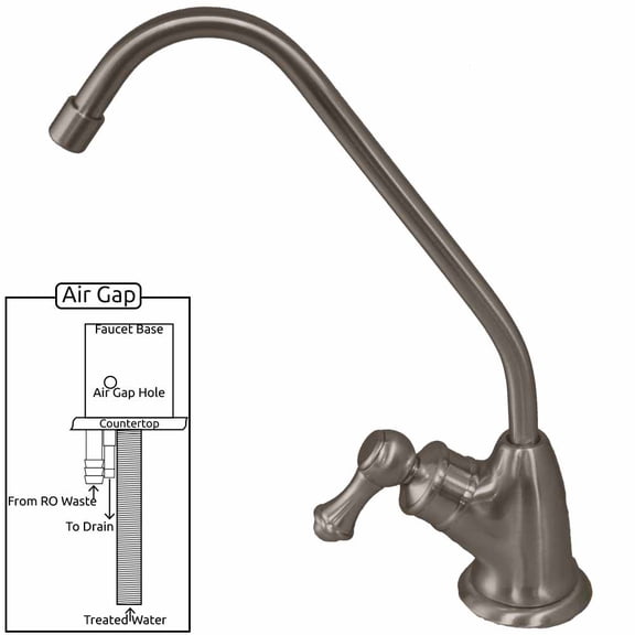 PURETECK Euro Style Airgap Long Reach RO Faucet - Brushed Nickel