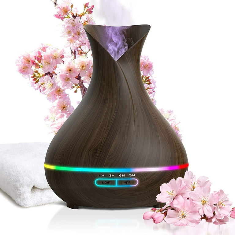 PUREVACY Aromatherapy Diffuser for Essential Oils, 400ml Dark Wood