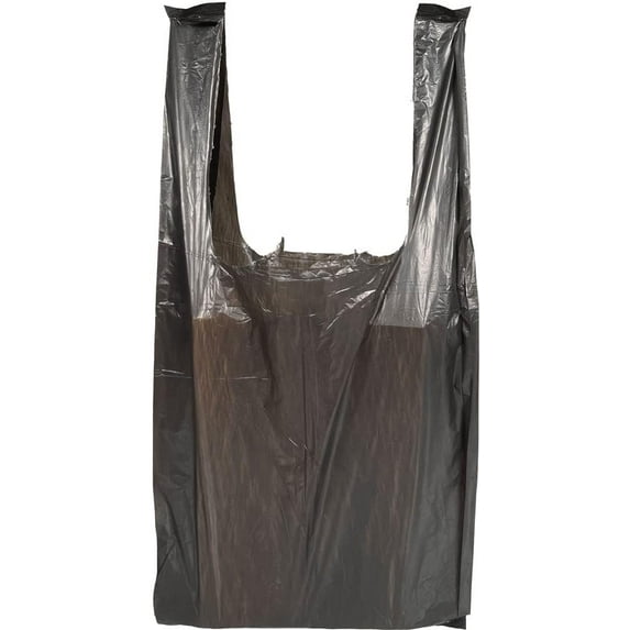 PUREVACY Black Plain Plastic Bags with Handles 6" x 3" x 12", Pack of 2000 Extra Small Polyethylene Plastic Bags for Small Business, Single Use Plastic Grocery Bags with Handles 0.65 Mil