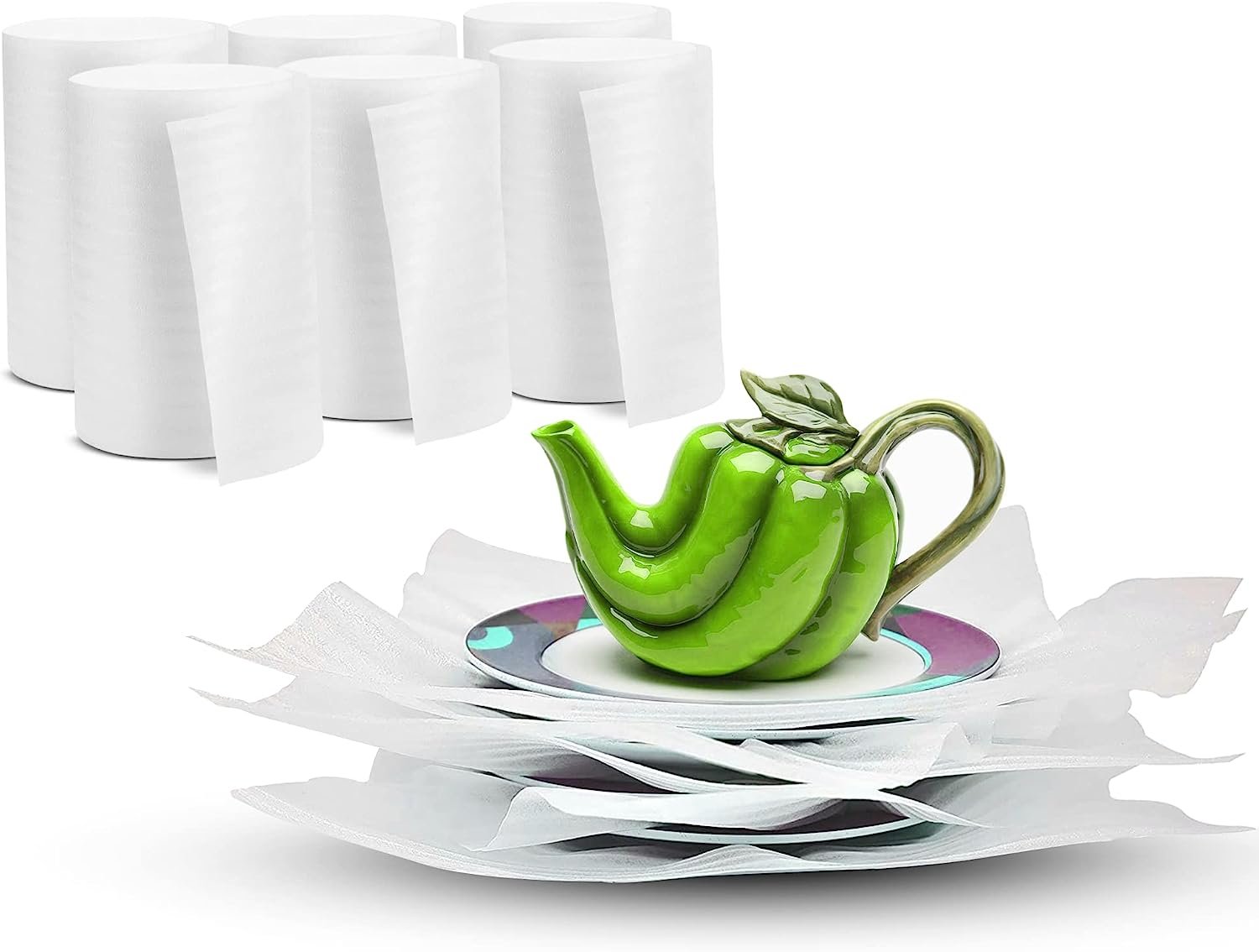 PUREVACY Foam Wrap Roll for Packing. 6 Rolls of White Packing Foam