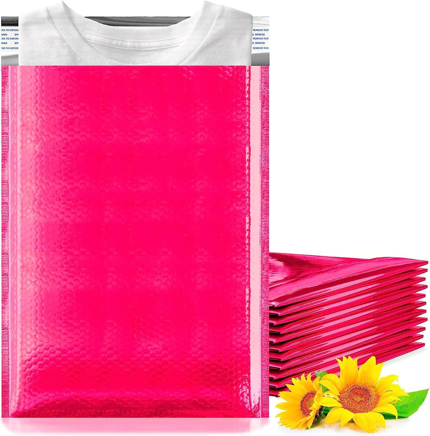 PUREVACY Pink Bubble Mailers 7.25x11, Metallic Padded Envelopes Pack of