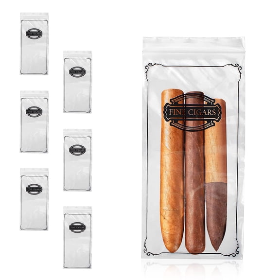 Clear Plastic Cigar Bags, 2 Mil Tamper-Evident Zip Closure, 100 Count, 5 x 10 in