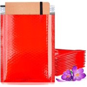 PUREVACY Red Bubble Mailers 6.5x9, Metallic Padded Envelopes Pack of 350 Cushioned Mailing Envelopes Padded, Self-Seal Bubble Envelopes, Padded Shipping Envelopes, Cute Packaging for Small Business