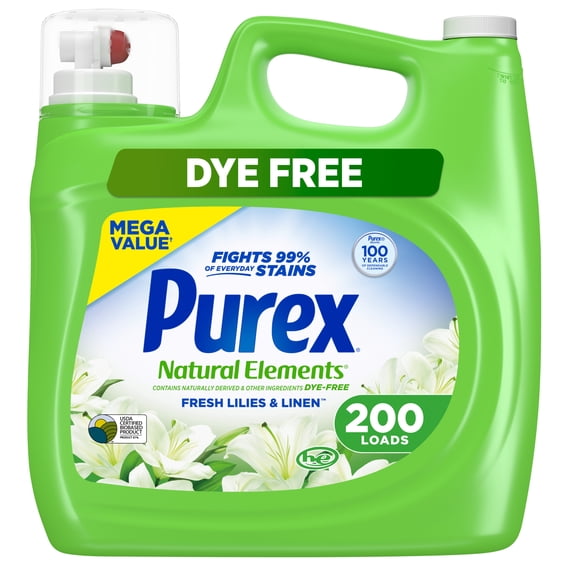 Purex Natural Elements Liquid Detergent, Fresh Lilies & Linen, 225 fl oz, 200 loads