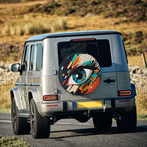 PUREYAH Cartoon Art Eye Clash Rv Spare Tire Cover, Wheel Covers Protectors Universal Fit for Camping Travel Trailer Truck 17 inch