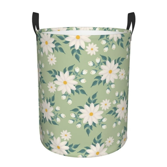 PUREYAH Collapsible Laundry Basket Organizer, Round Dirty Clothes Basket Storage with Handles Laundry Hamper for Bathroom Corner Dorm College, Small Size