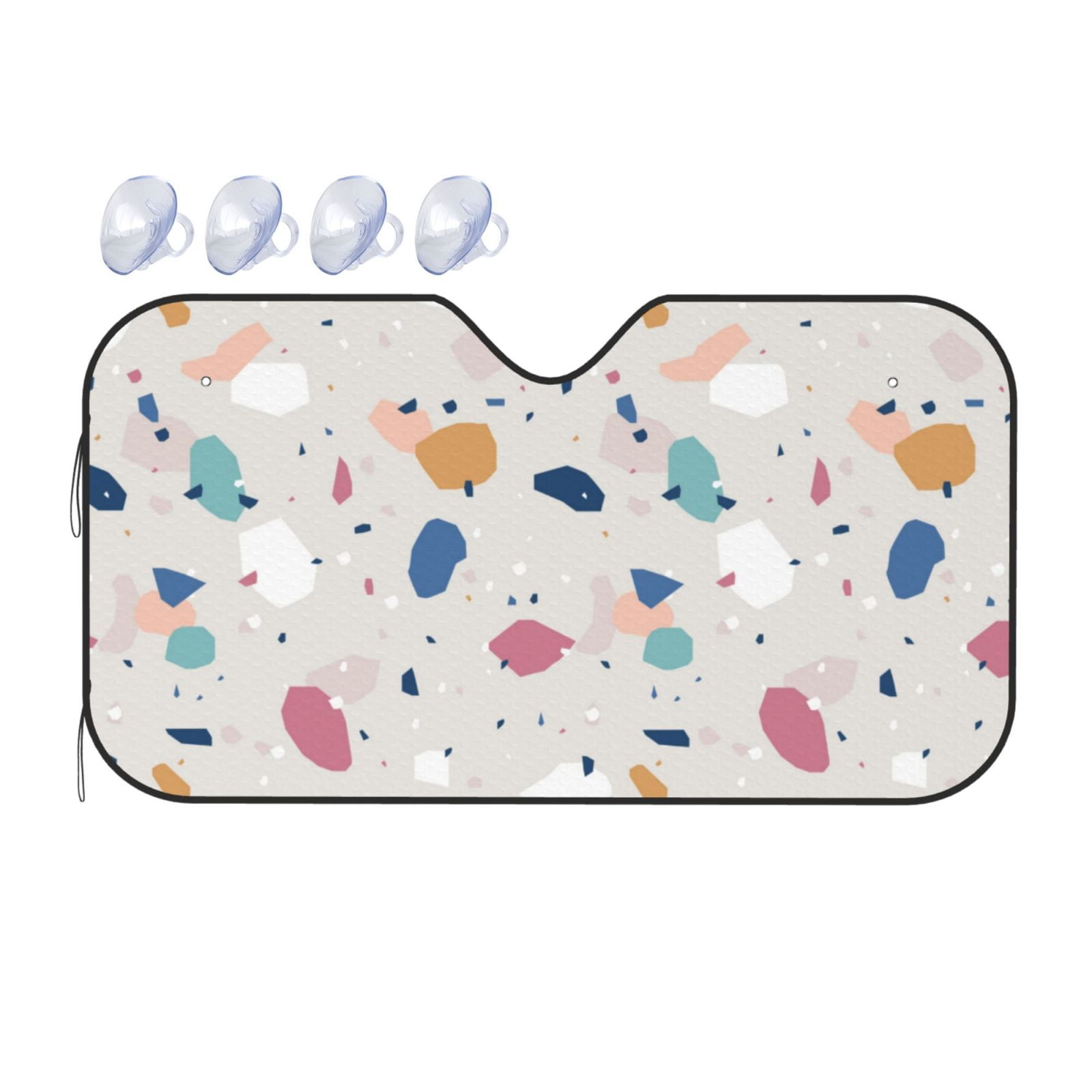 PUREYAH Foldable Front Windshield Sun Shade, Abstract Form Colorful