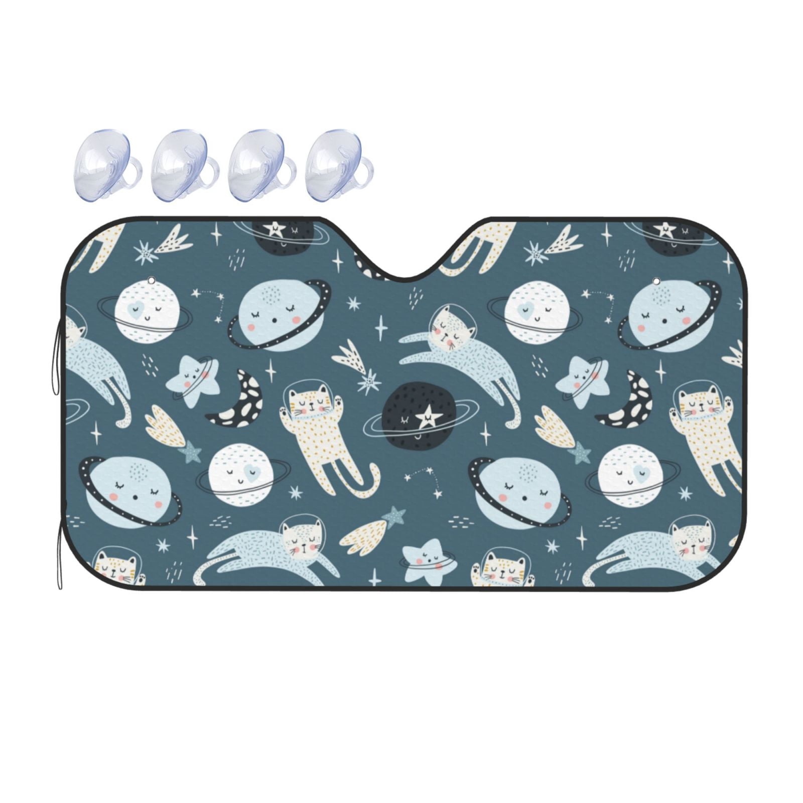 PUREYAH Foldable Front Windshield Sun Shade, Cartoon Cat Blue ...