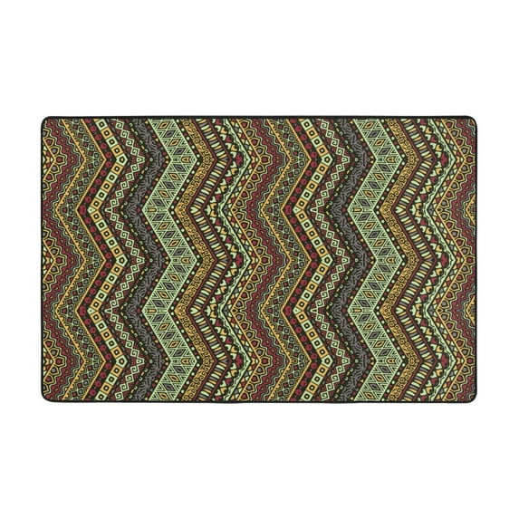 PUREYAH Front Door Mat Indoor Entrance, Non-Slip Washable Retro Ethnic Style Stripes Decorative Rug Carpet for Bedroom Living Room Bathroom 36"x24"