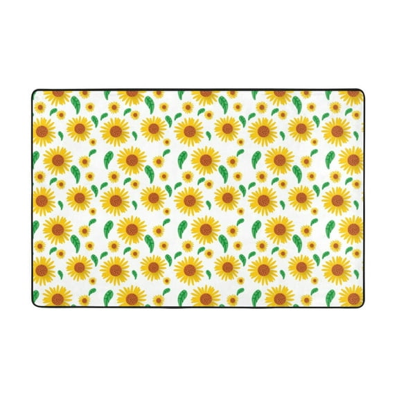 PUREYAH Front Door Mat Indoor Entrance, Non-Slip Washable Sunflower Flower Background Decorative Rug Carpet for Bedroom Living Room Bathroom 36"x24"