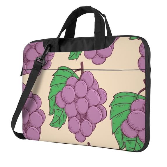 PUREYAH Laptop Case Bag with Compartments for Women, Grape Fruit Illustration Pattern Lightweight Computer Tote Bag for Men Travel Work 13 inch