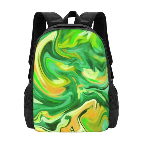 PUREYAH Lightweight Travel Backpack, Simple Modern Acid Green Marble Texture Hiking Backpack School Bag with Laptop Compartment for Women Men