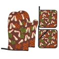 PUREYAH Oven Mitts And Pot Holders Sets, Kitchen Autumn Seamless Leaf