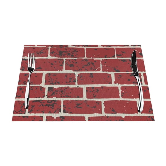 PUREYAH Table Placemats Set of 1 , Washable Heat Resistant Brick Brick Tile Table Decorations Placemats for Dining Room Kitchen
