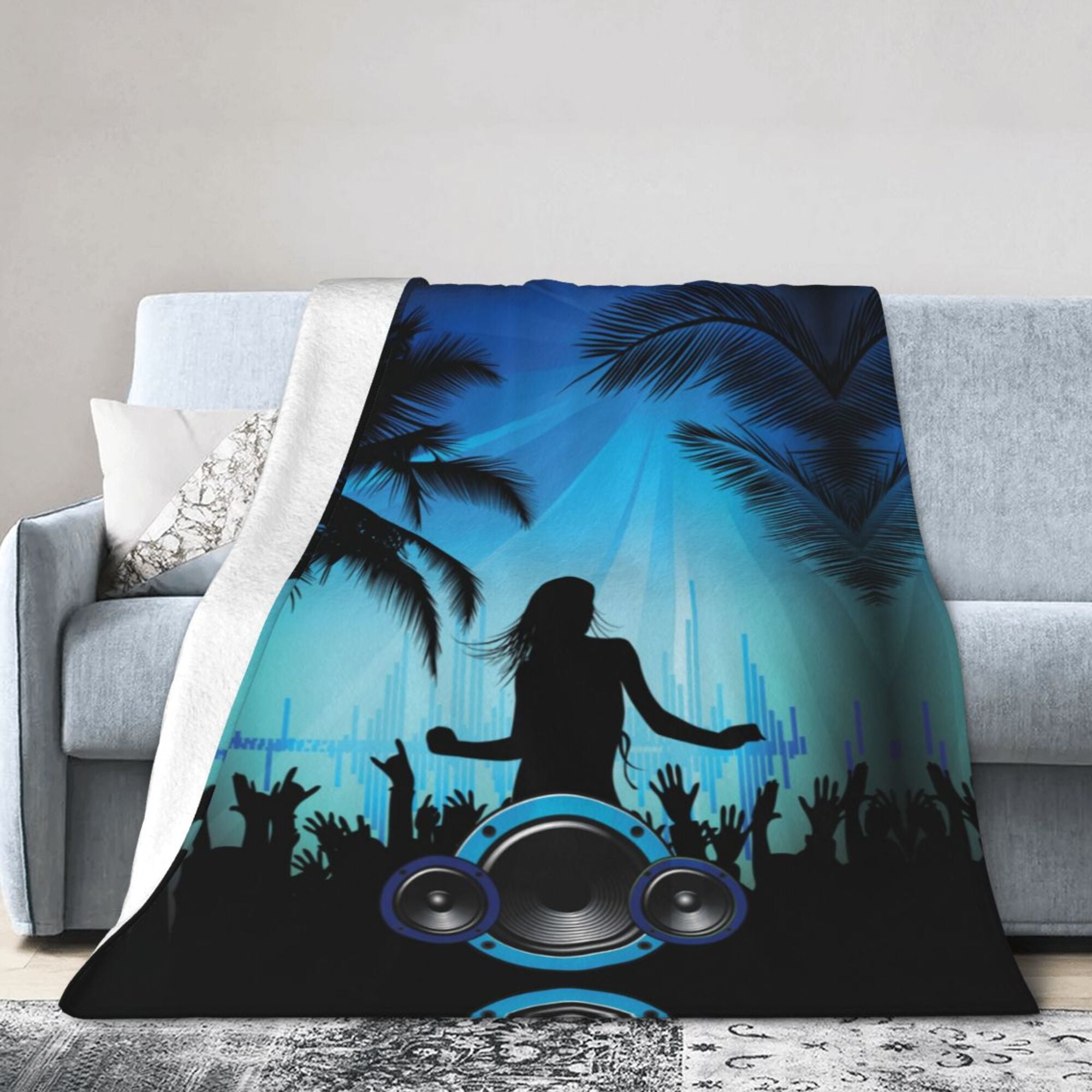 PUREYAH Travel Throw Blanket for Couch, Beach Party Beach Music