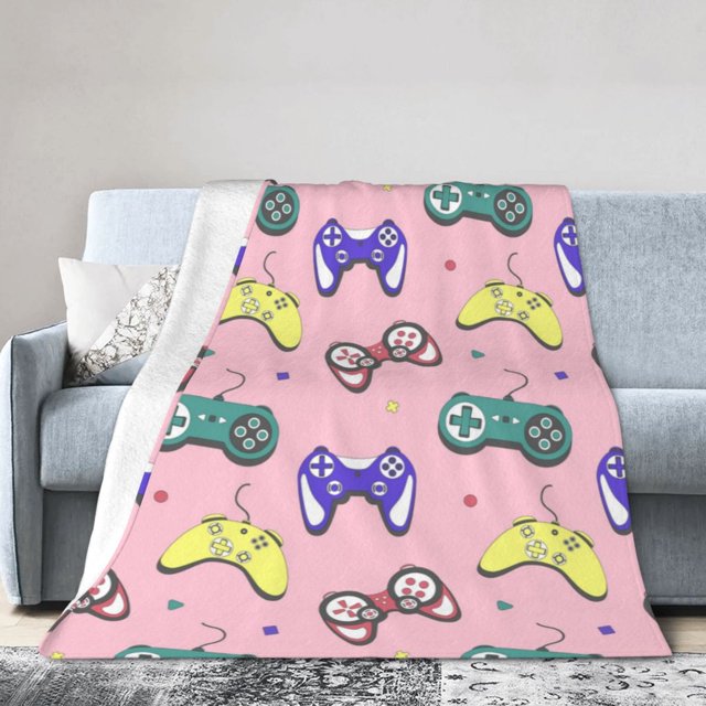 PUREYAH Travel Throw Blanket for Couch, Cartoon Gamepad Color