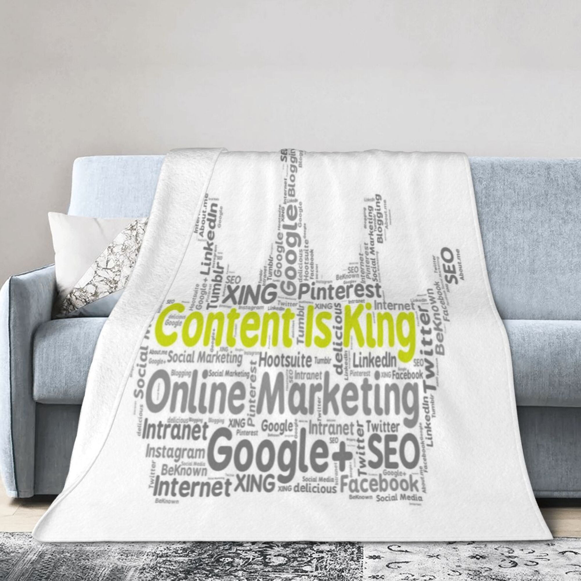 PUREYAH Travel Throw Blanket for Couch, Content Is King Online