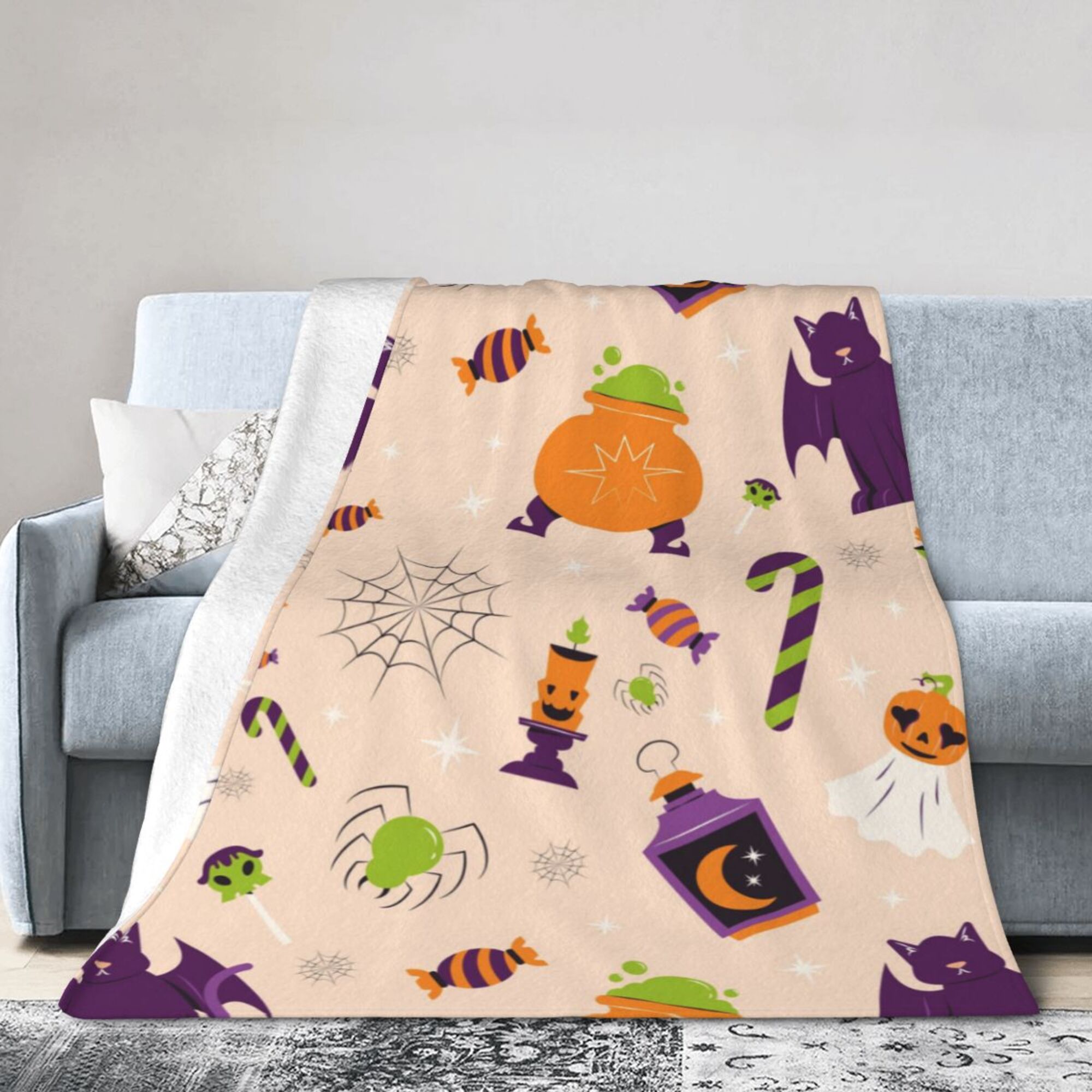 PUREYAH Travel Throw Blanket for Couch, Halloween Season Spooky