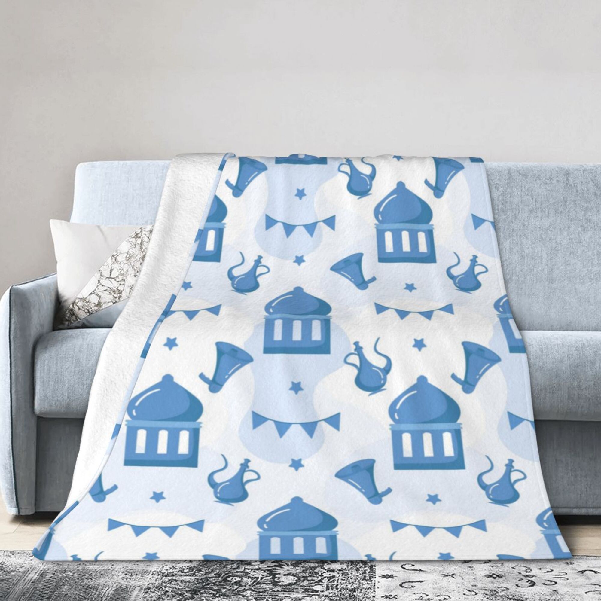 PUREYAH Travel Throw Blanket for Couch, Happy Islamic Elements